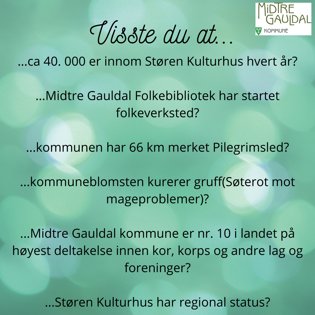Faktafredag Fakta Om Midtre Gauldal Annenhver Fredag Midtre Gauldal 